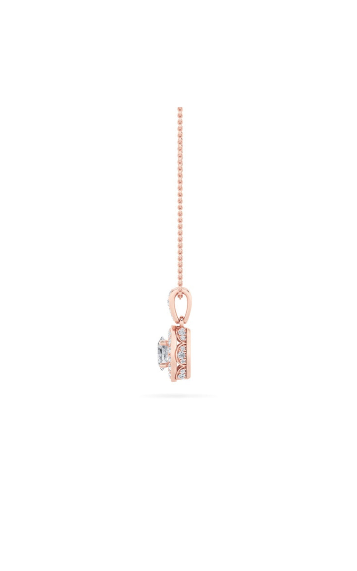 0.75Cttw Oval Shaped Lab Grown Diamond (F/VS) Halo Pendant in 14K Gold