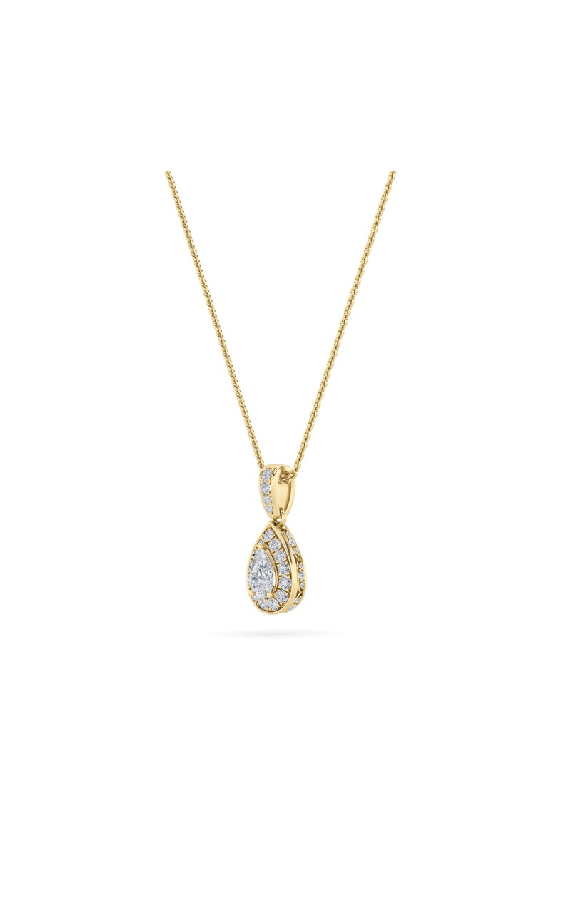 0.75Cttw Pear Shaped Lab Grown Diamond (F/VS) HaloPendant in 14K Gold