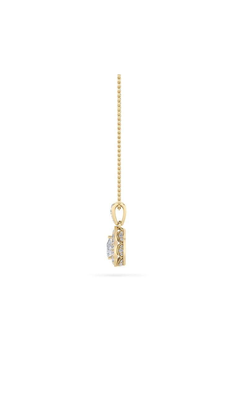 0.75Cttw Pear Shaped Lab Grown Diamond (F/VS) HaloPendant in 14K Gold