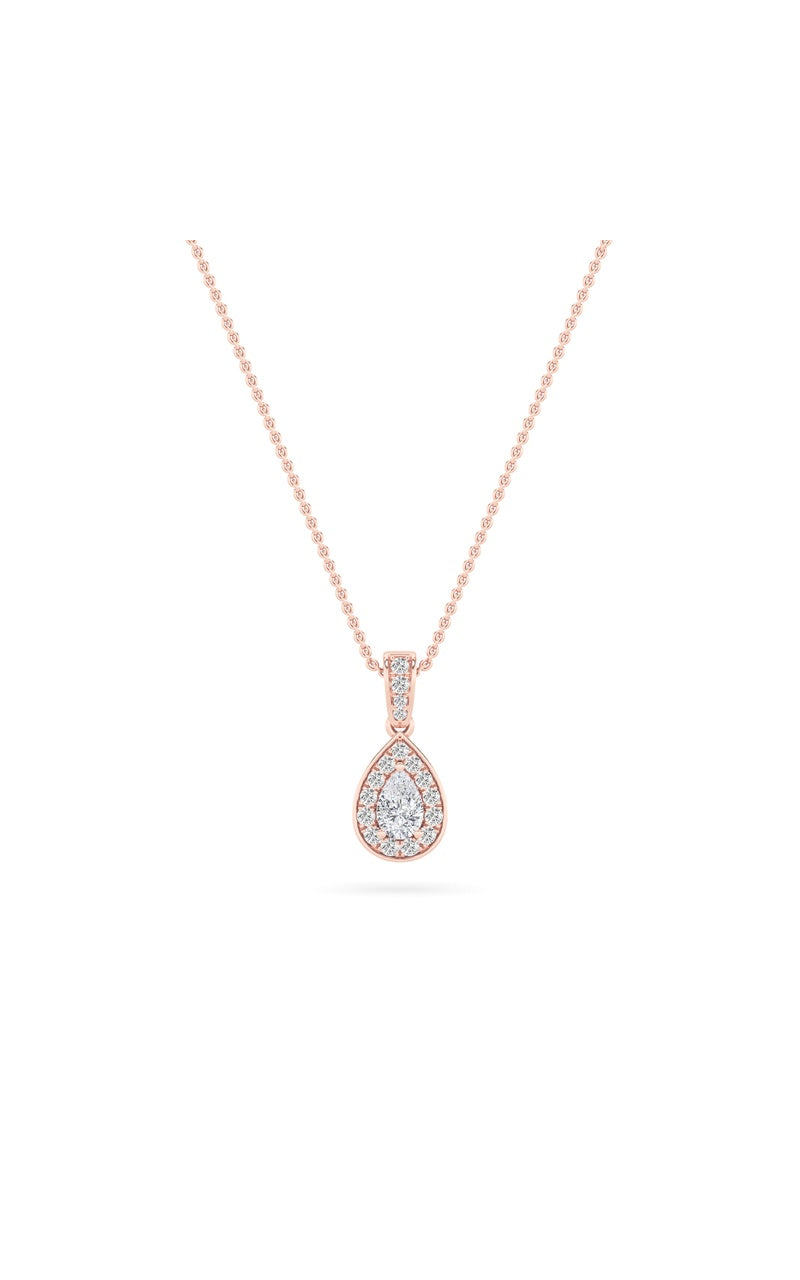 0.75Cttw Pear Shaped Lab Grown Diamond (F/VS) HaloPendant in 14K Gold