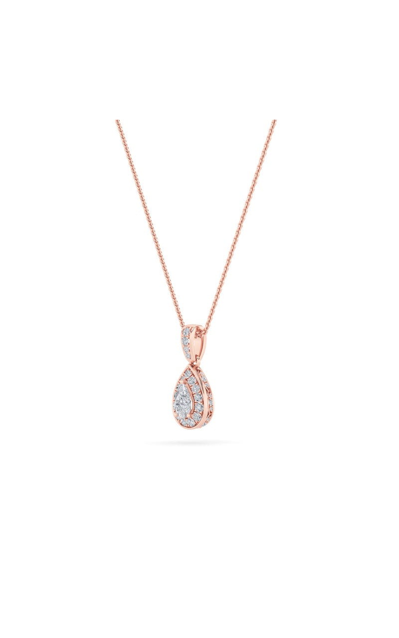 0.75Cttw Pear Shaped Lab Grown Diamond (F/VS) HaloPendant in 14K Gold