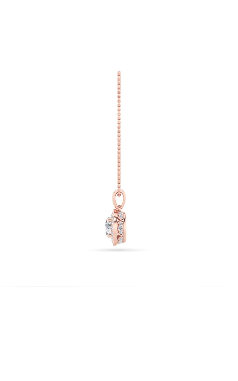 0.75CTW Round Shaped Lab Grown Diamond (F/VS) Halo Pendant in 14K Gold