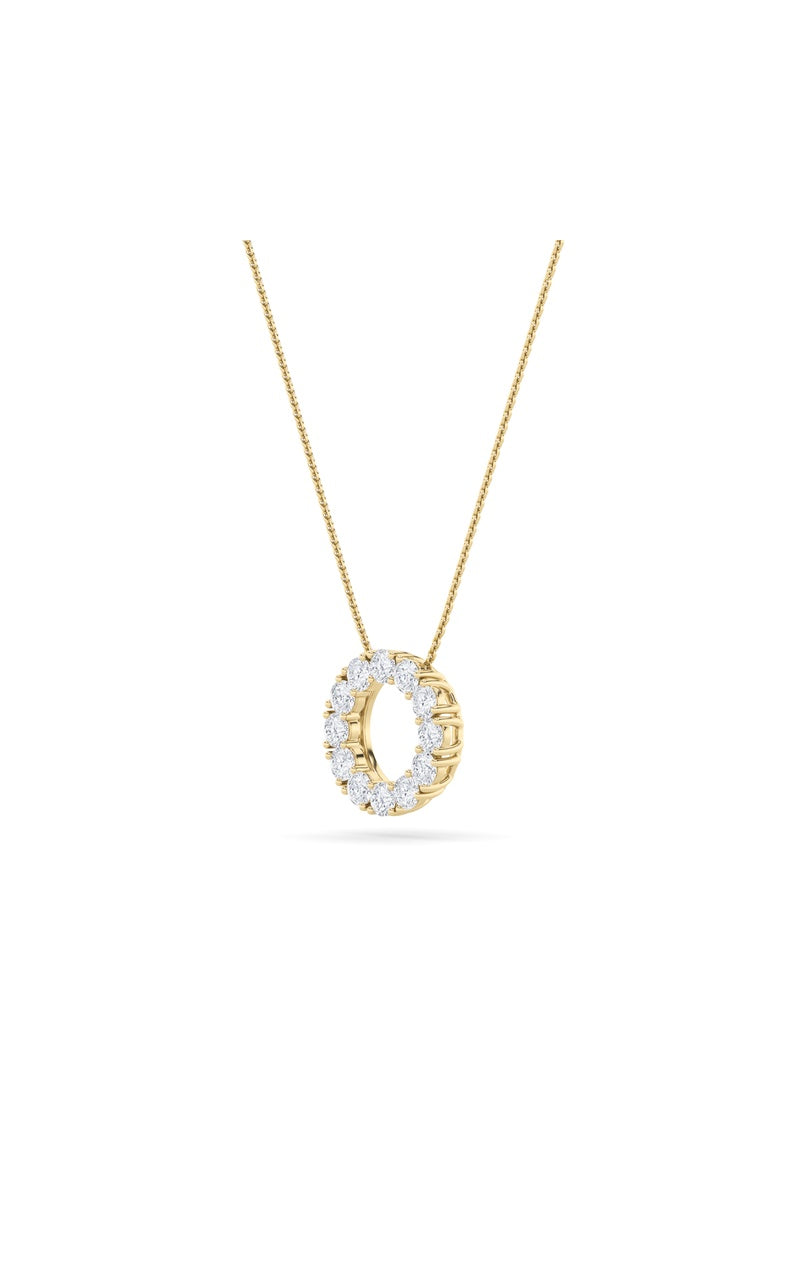 2CTW Round Shaped Lab Grown Diamond (F/VS) Circle Pendant in 14K Gold