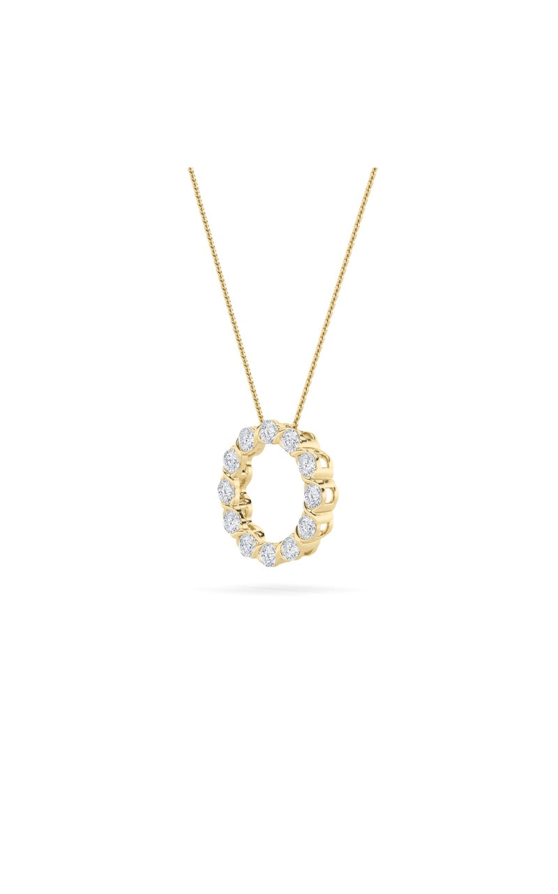 2Cttw Round Shaped Lab Grown Diamond (F/VS) CirclePendant in 14K Gold
