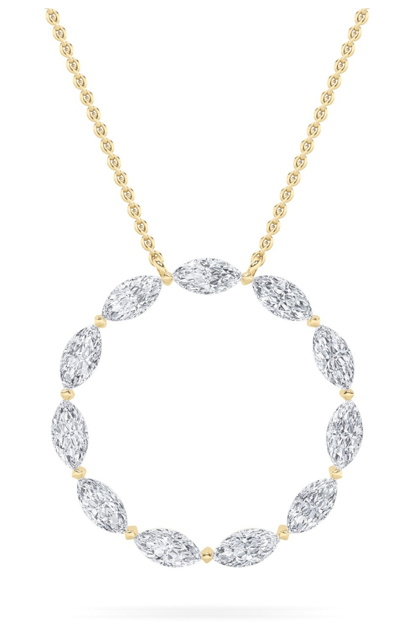 2.25CTW Marquise Shaped Lab Grown Diamond (F/VS) Circle Necklace in 14K Gold