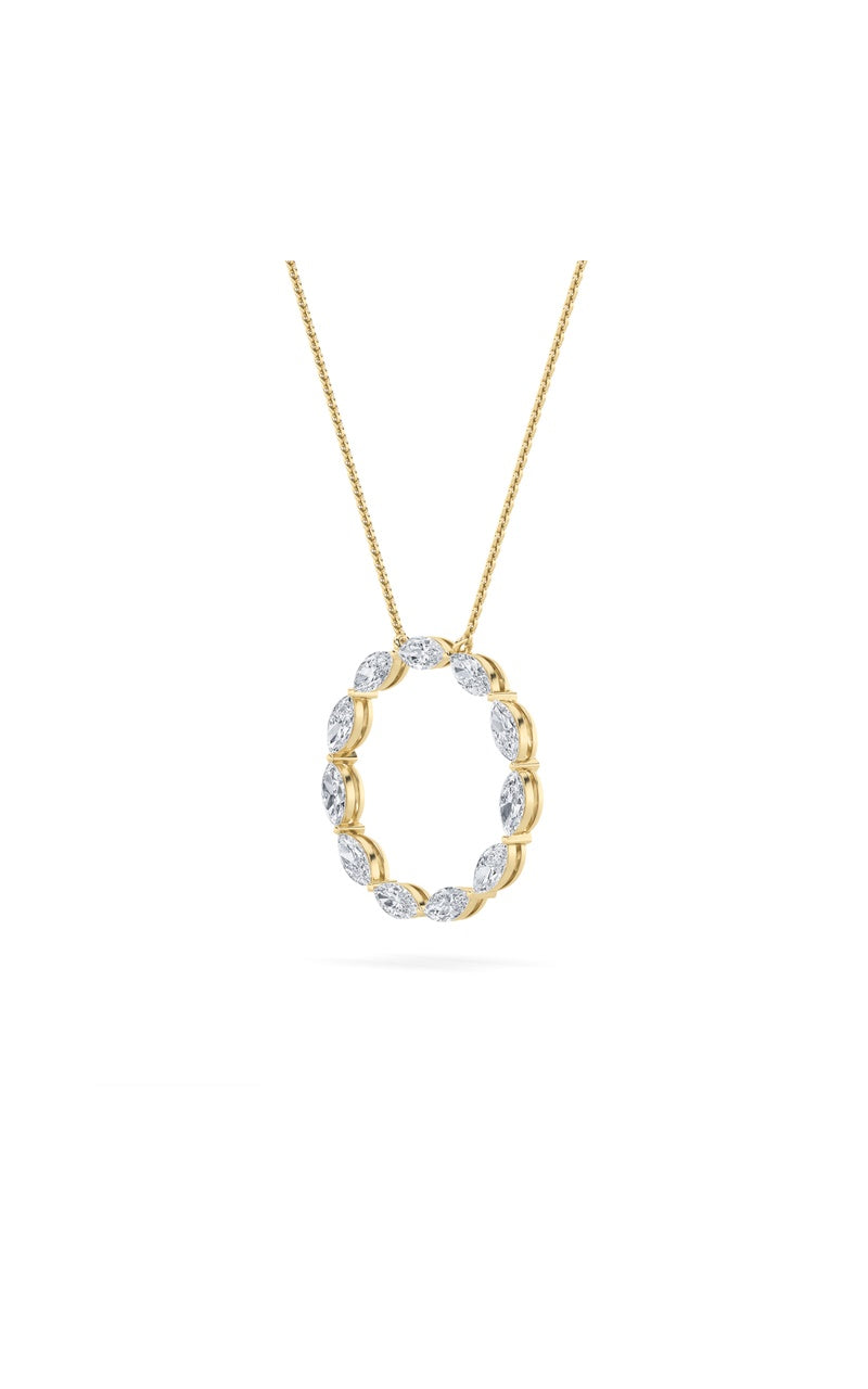 2.25Cttw Marquise Shaped Lab Grown Diamond (F/VS)Circle Necklace in 14K Gold