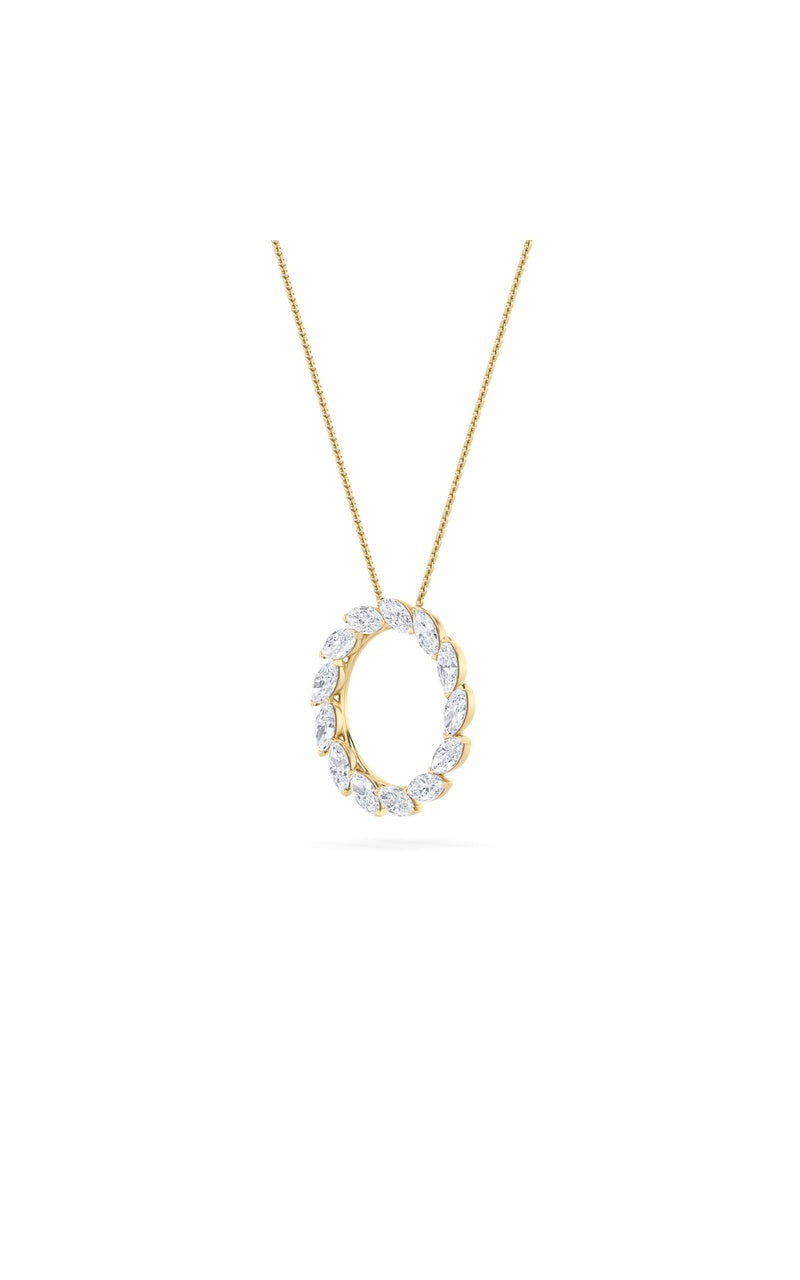 2Cttw Marquise Shaped Lab Grown Diamond (F/VS) Circle Necklace in 14K Gold
