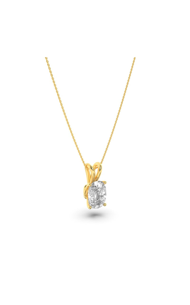 1CTW Elongated Cushion Shaped Lab Grown Diamond (F/VS) Split Bale Solitaire Pendant in 14K Gold