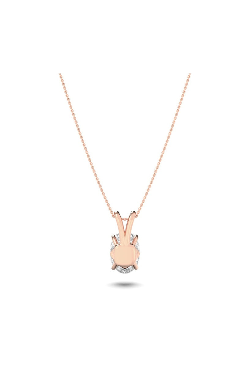 1Cttw Oval Shaped Lab Grown Diamond (F/VS) Split Bale Solitaire Pendant in 14K Gold