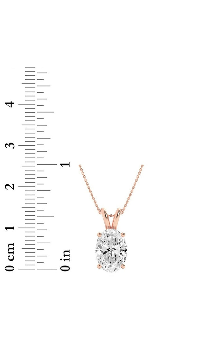 1CTW Oval Shaped Lab Grown Diamond (F/VS) Split Bale Solitaire Pendant in 14K Gold