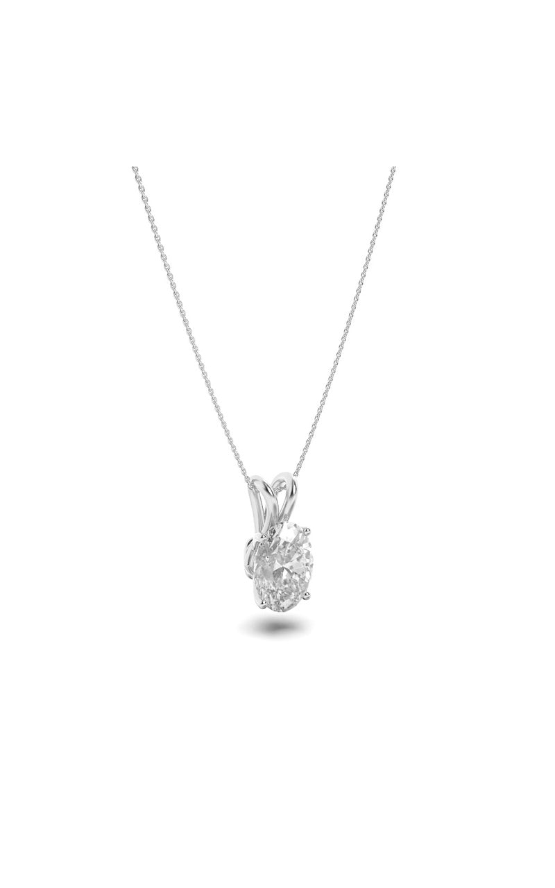 3Cttw Oval Shaped Lab Grown Diamond (F/VS) Split Bale Solitaire Pendant in 14K Gold