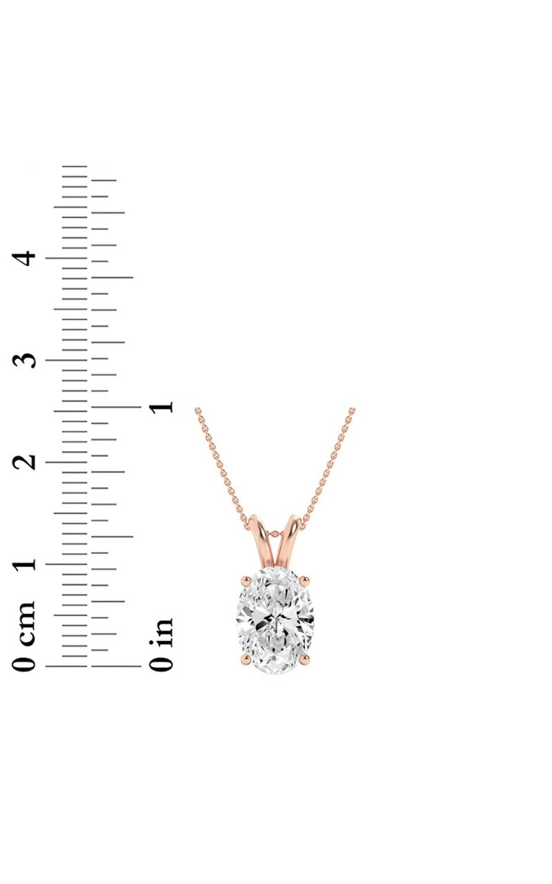 3CTW Oval Shaped Lab Grown Diamond (F/VS) Split Bale Solitaire Pendant in 14K Gold