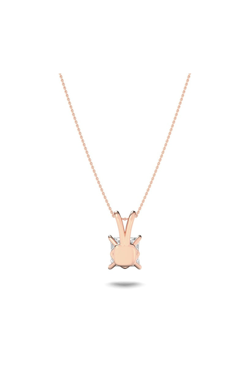 1CTW Princess Shaped Lab Grown Diamond (F/VS) Split Bale Solitaire Pendant in 14K Gold