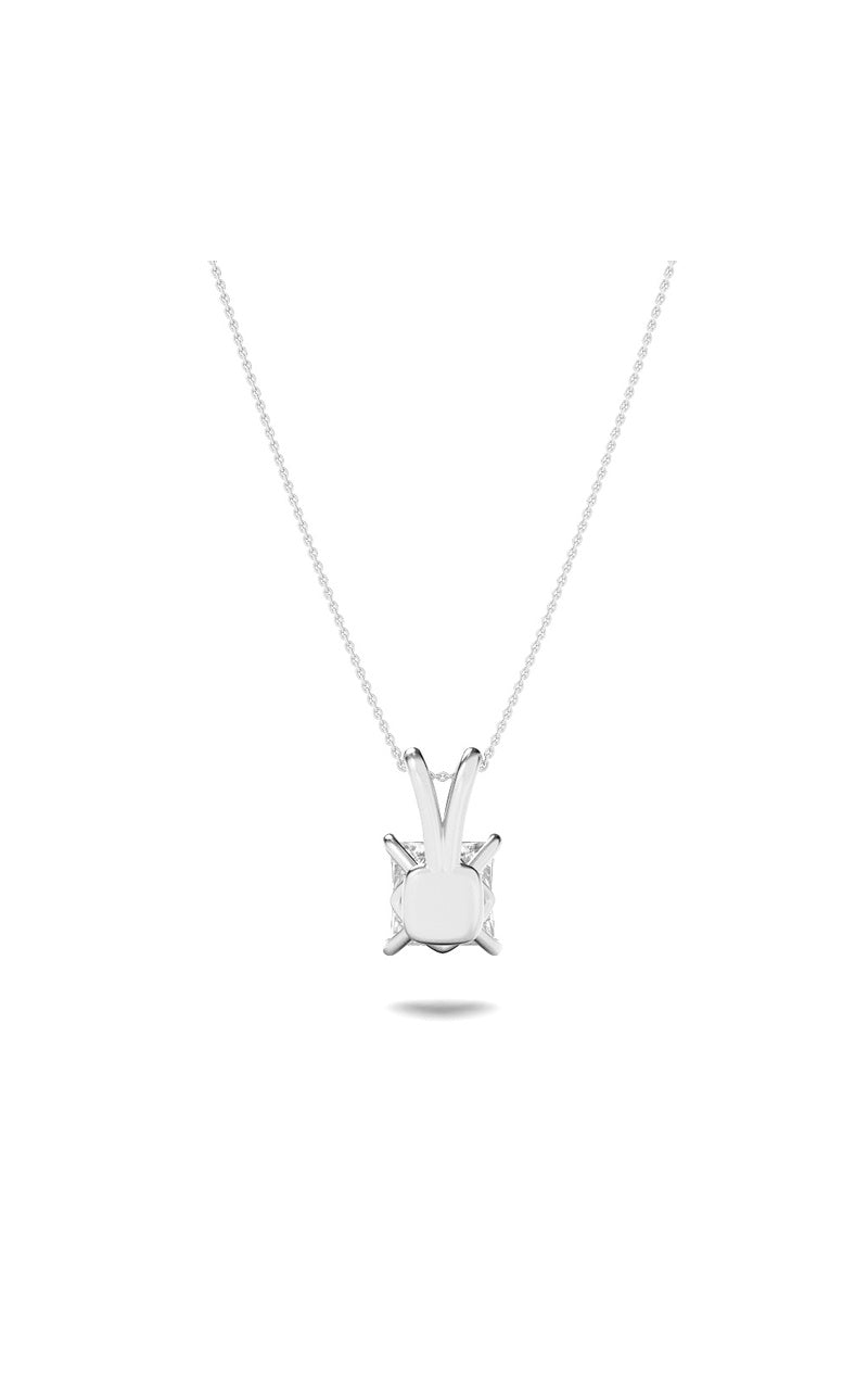 3CTW Princess Shaped Lab Grown Diamond (F/VS) Split Bale Solitaire Pendant in 14K Gold
