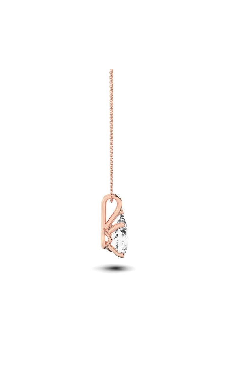1CTW Pear Shaped Lab Grown Diamond (F/VS) Split Bale Solitaire Pendant in 14K Gold
