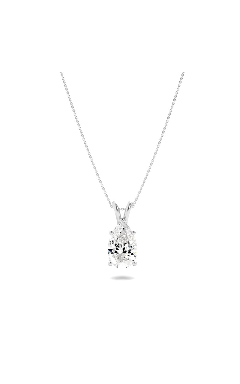 3CTW Pear Shaped Lab Grown Diamond (F/VS) Split Bale Solitaire Pendant in 14K Gold