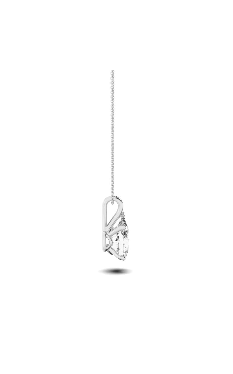 3Cttw Pear Shaped Lab Grown Diamond (F/VS) Split Bale Solitaire Pendant in 14K Gold