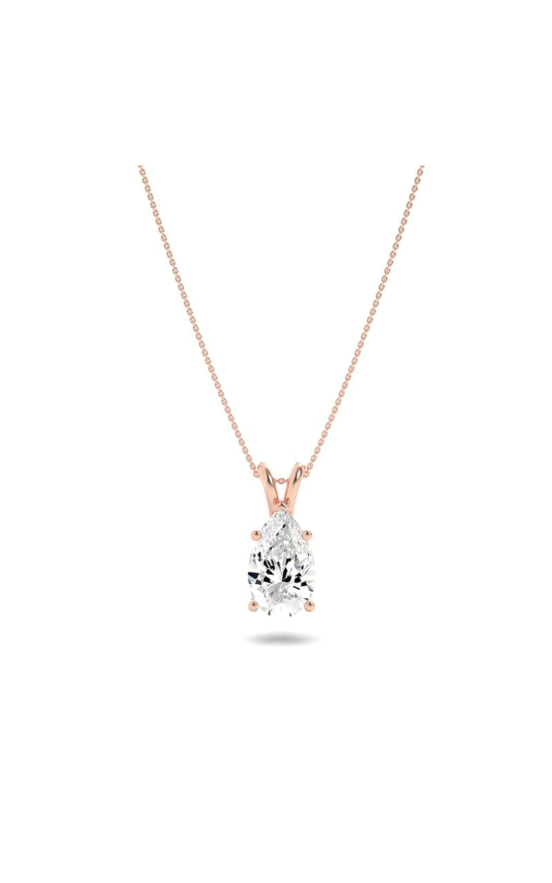 3CTW Pear Shaped Lab Grown Diamond (F/VS) Split Bale Solitaire Pendant in 14K Gold