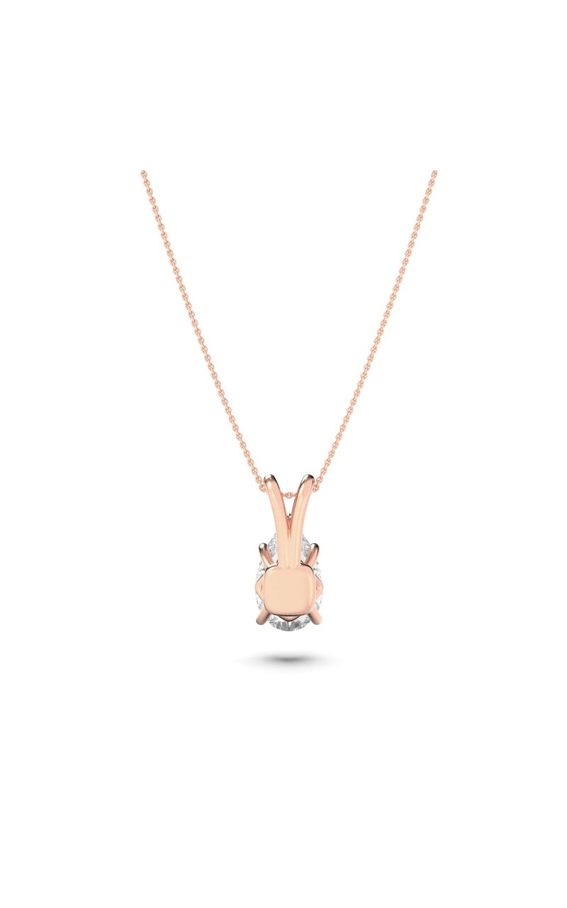 3CTW Pear Shaped Lab Grown Diamond (F/VS) Split Bale Solitaire Pendant in 14K Gold