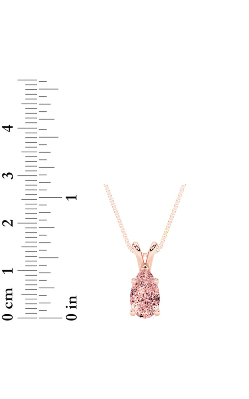 3CTW Pear Shaped Lab Grown Diamond (F/VS) Split Bale Solitaire Pendant in 14K Gold