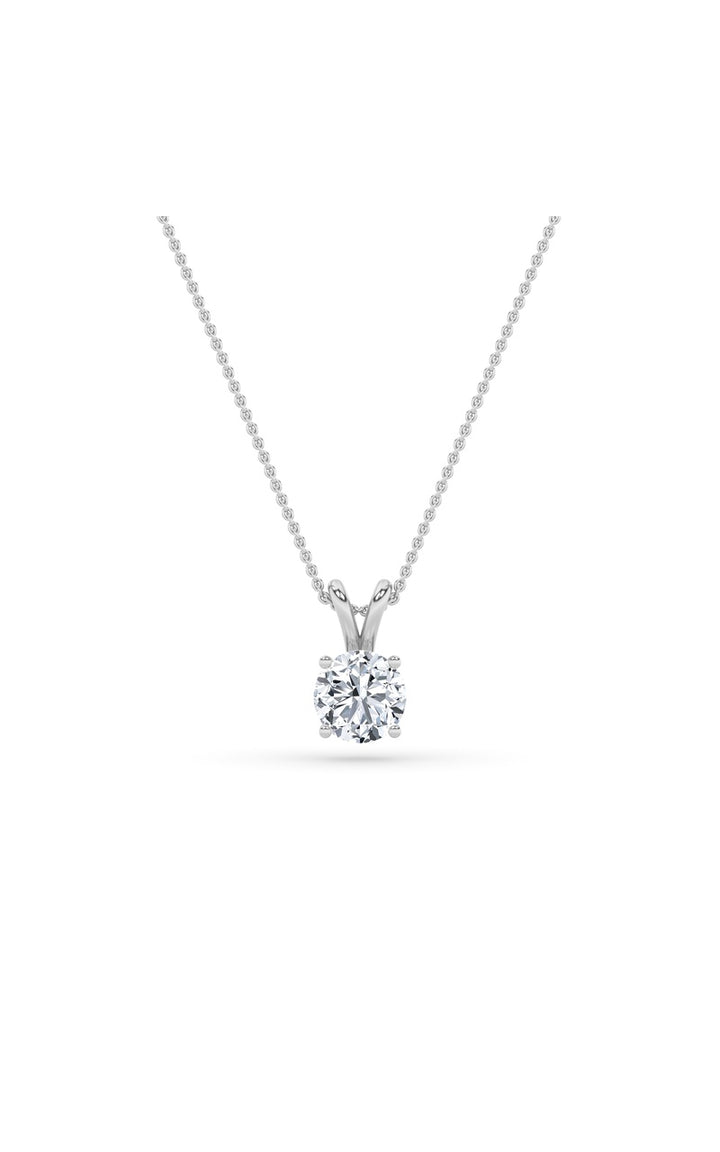 2Cttw Round Shaped Lab Grown Diamond (F/VS) SplitBale Solitaire Pendant in 14K Gold
