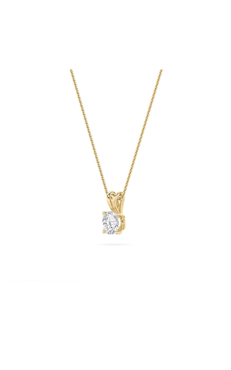 3Cttw Round Shaped Lab Grown Diamond (F/VS) SplitBale Solitaire Pendant in 14K Gold