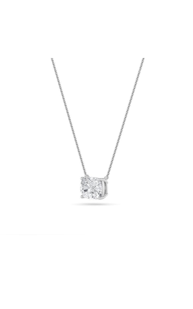 1Cttw Elongated Cushion Shaped Lab Grown Diamond (F/VS) East West Solitaire Necklace in 14K Gold