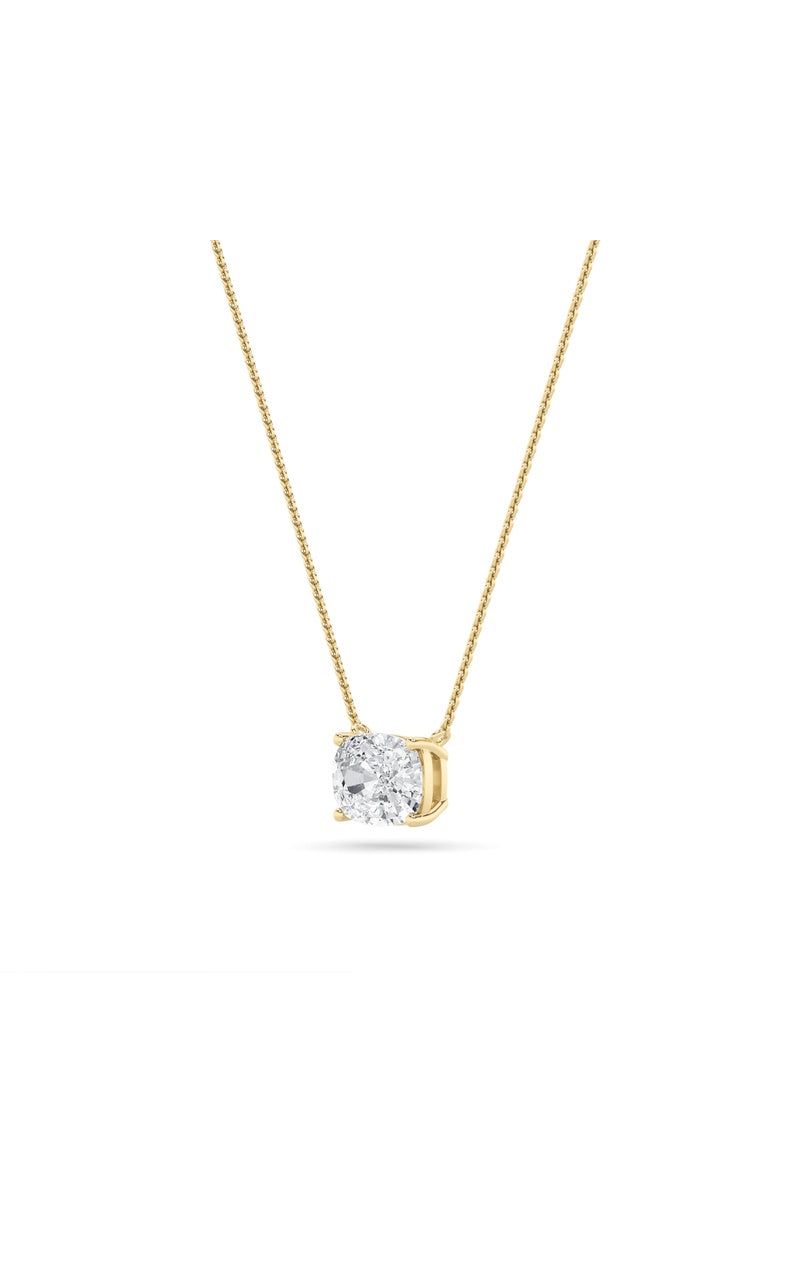 1CTW Elongated Cushion Shaped Lab Grown Diamond (F/VS) East West Solitaire Necklace in 14K Gold