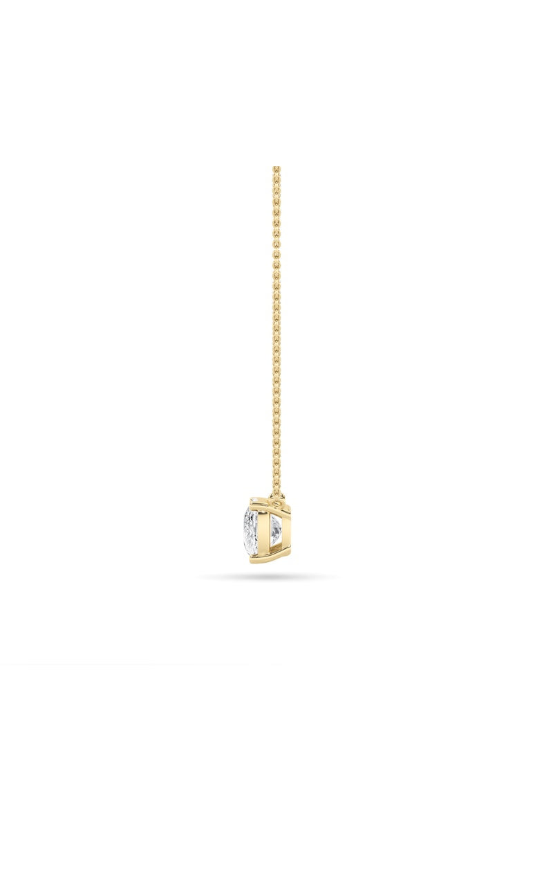 1CTW Elongated Cushion Shaped Lab Grown Diamond (F/VS) East West Solitaire Necklace in 14K Gold