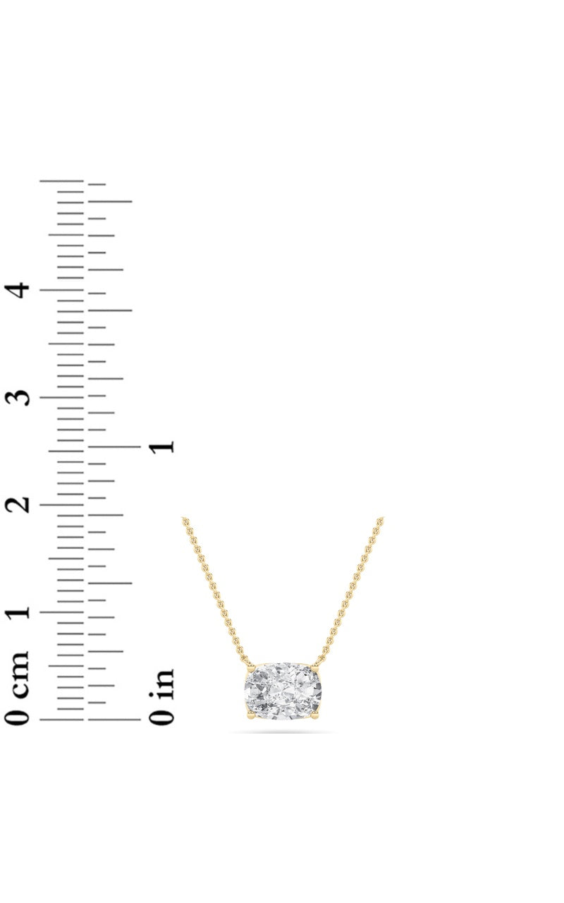 1Cttw Elongated Cushion Shaped Lab Grown Diamond (F/VS) East West Solitaire Necklace in 14K Gold