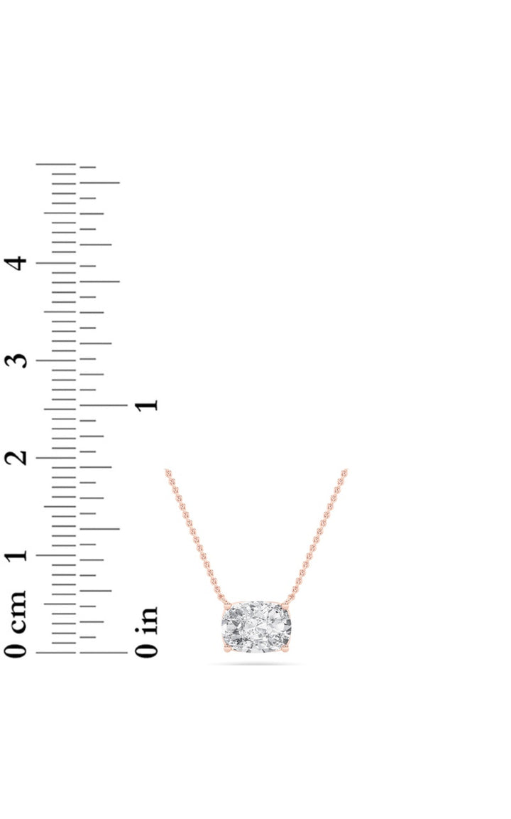 1Cttw Elongated Cushion Shaped Lab Grown Diamond (F/VS) East West Solitaire Necklace in 14K Gold