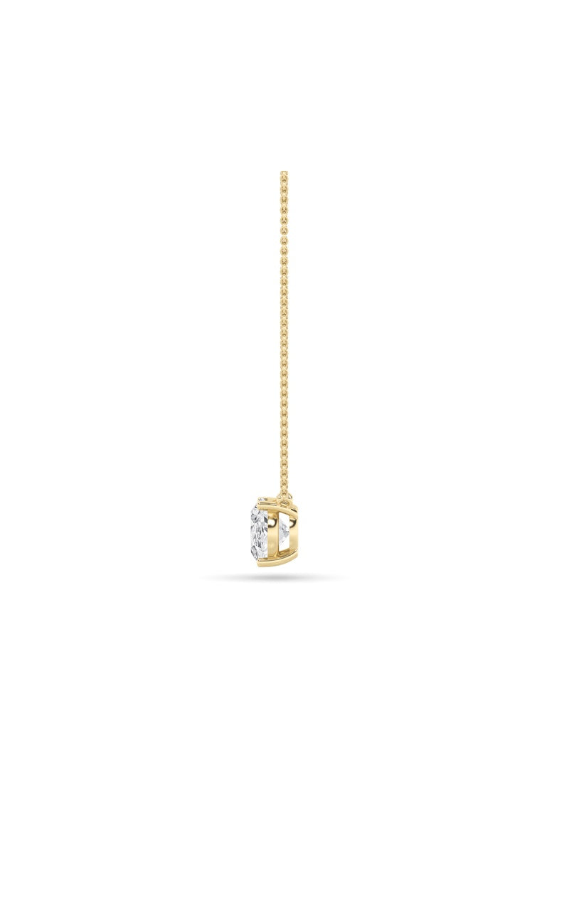 1Cttw Oval Shaped Lab Grown Diamond (F/VS) East West Solitaire Necklace in 14K Gold