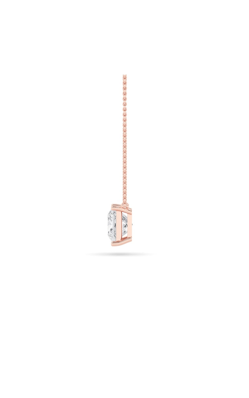 2Cttw Princess Shaped Lab Grown Diamond (F/VS) Solitaire Necklace in 14K Gold
