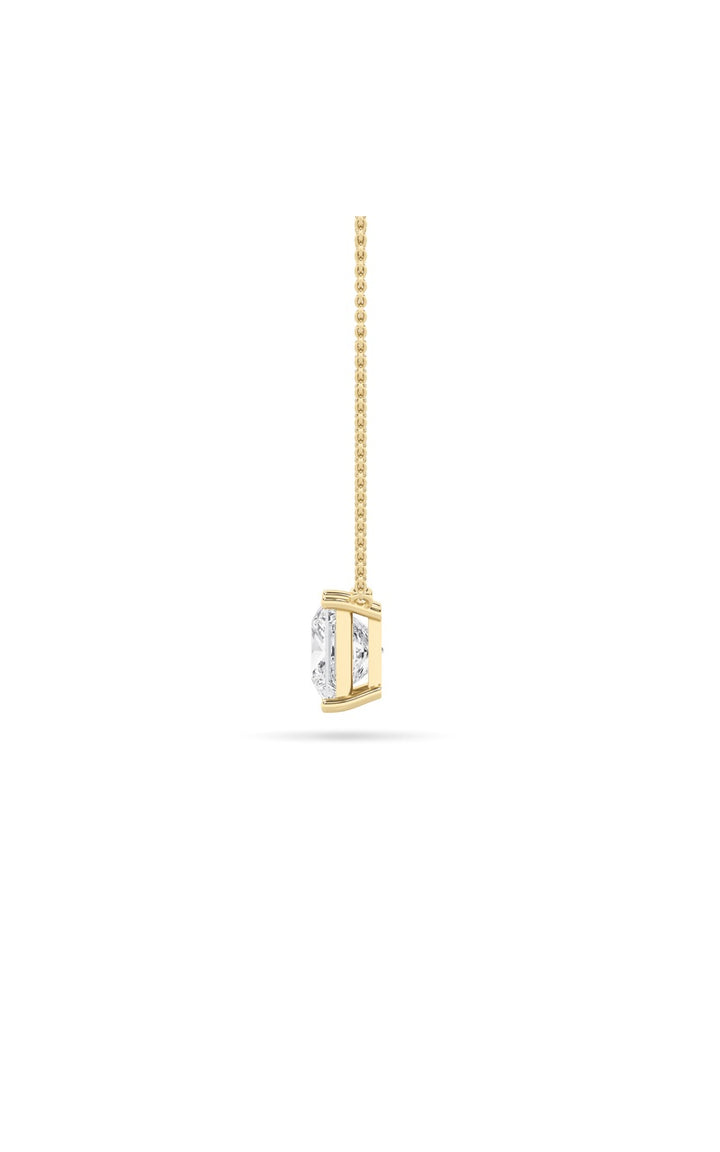 3Cttw Princess Shaped Lab Grown Diamond (F/VS) Solitaire Necklace in 14K Gold