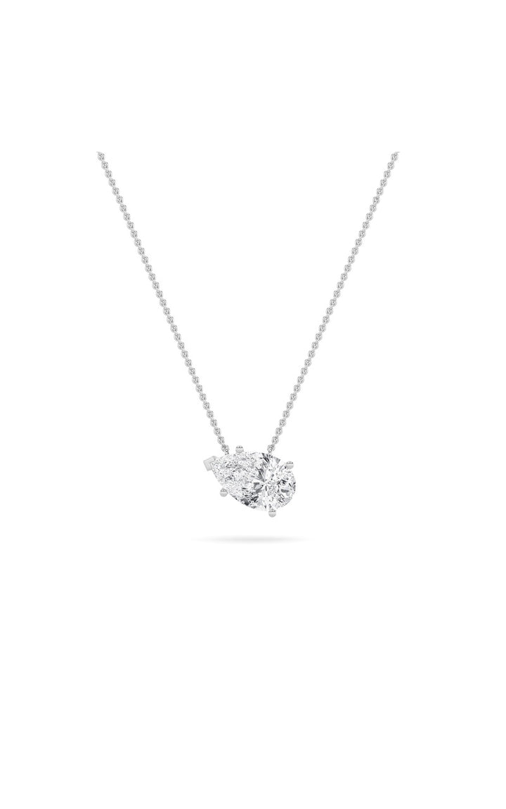 1Cttw Pear Shaped Lab Grown Diamond (F/VS) East West Solitaire Necklace in 14K Gold