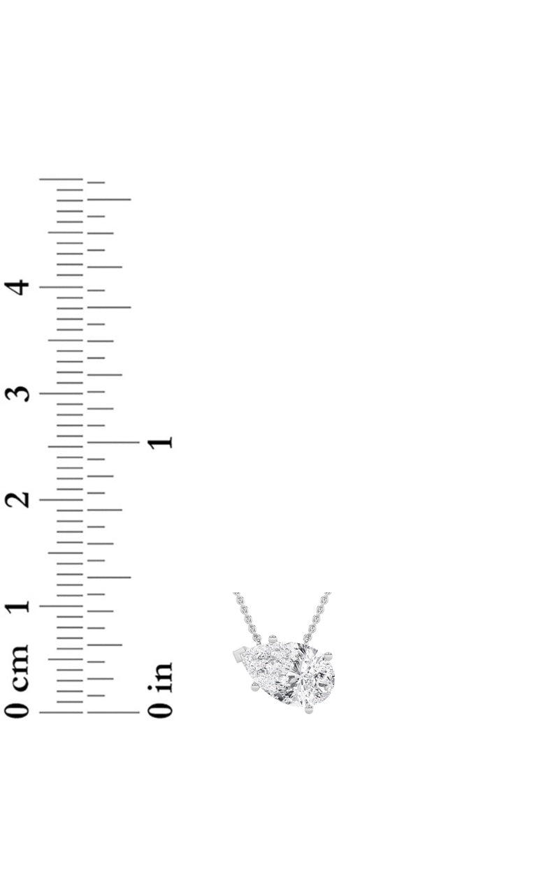 1Cttw Pear Shaped Lab Grown Diamond (F/VS) East West Solitaire Necklace in 14K Gold