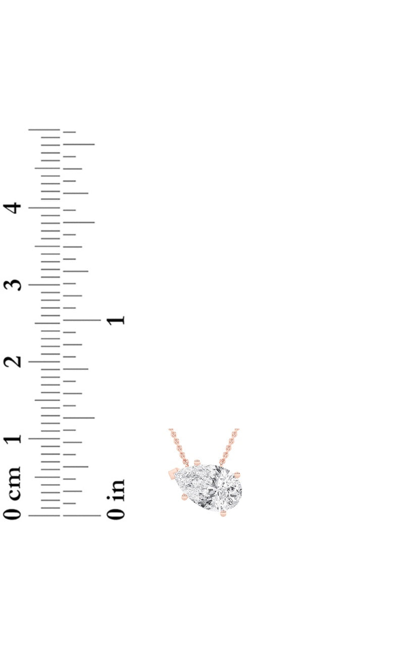 1Cttw Pear Shaped Lab Grown Diamond (F/VS) East West Solitaire Necklace in 14K Gold