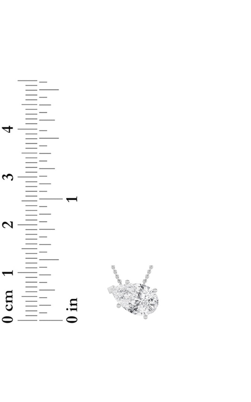 2Cttw Pear Shaped Lab Grown Diamond (F/VS) East West Solitaire Necklace in 14K Gold