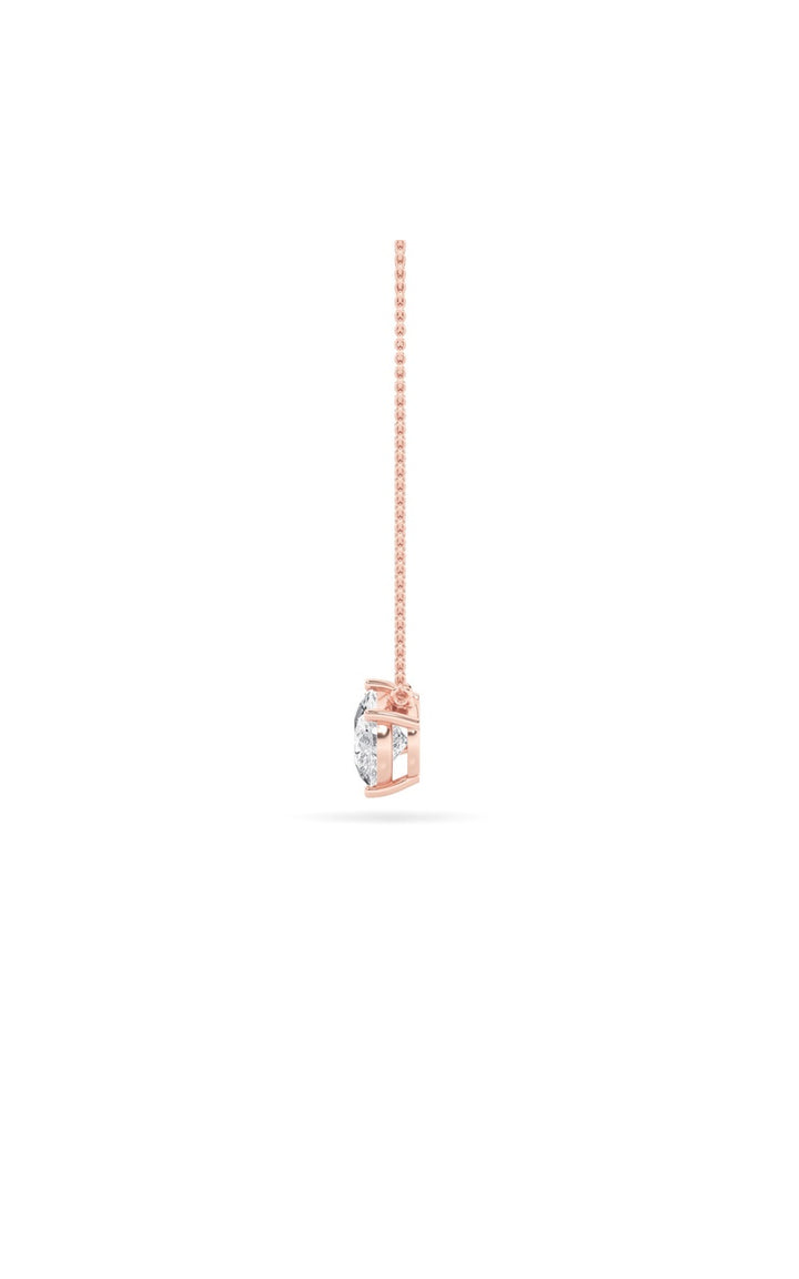 3Cttw Pear Shaped Lab Grown Diamond (F/VS) East West Solitaire Necklace in 14K Gold