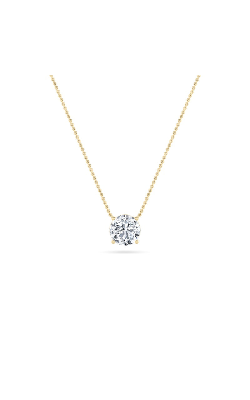 1CTW Round Shaped Lab Grown Diamond (F/VS) Solitaire Necklace in 14K Gold