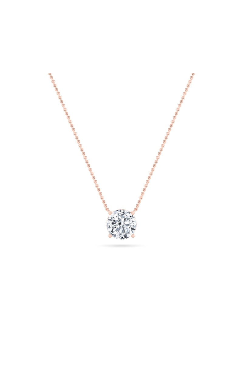 1CTW Round Shaped Lab Grown Diamond (F/VS) Solitaire Necklace in 14K Gold