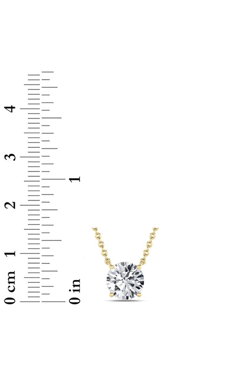 2CTW Round Shaped Lab Grown Diamond (F/VS) Solitaire Necklace in 14K Gold