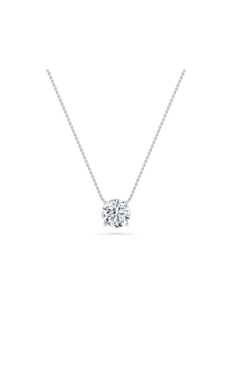 3CTW Round Shaped Lab Grown Diamond (F/VS) Solitaire Necklace in 14K Gold