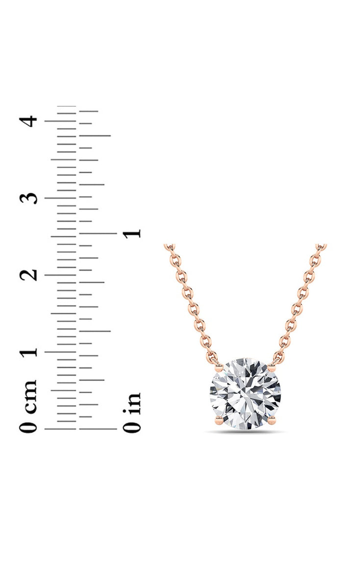 3CTW Round Shaped Lab Grown Diamond (F/VS) Solitaire Necklace in 14K Gold