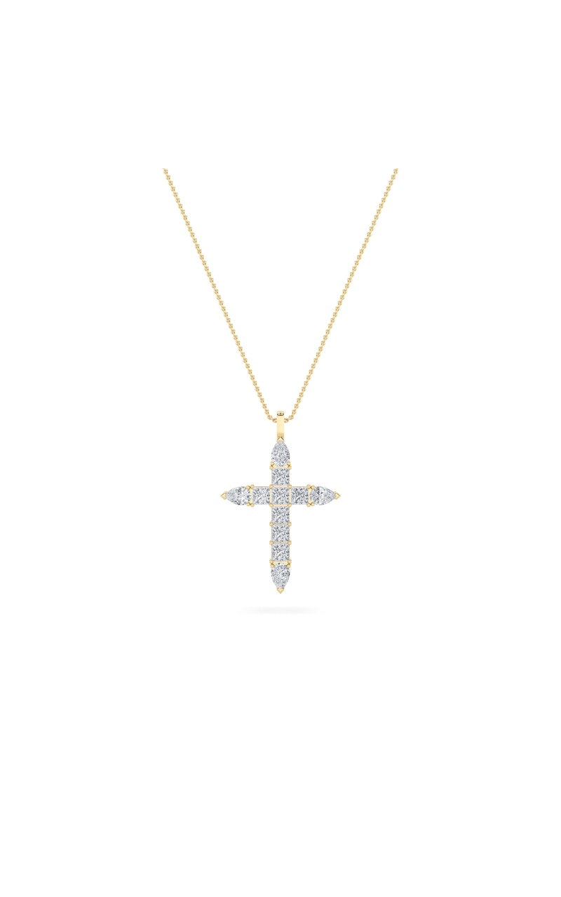 3.5CTW Pear Shaped Lab Grown Diamond (F/VS) Cross Pendant in 14K White Gold