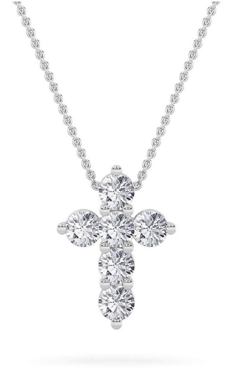 1.5CTW Round Shaped Lab Grown Diamond (F/VS) Cross Pendant in 14K Gold