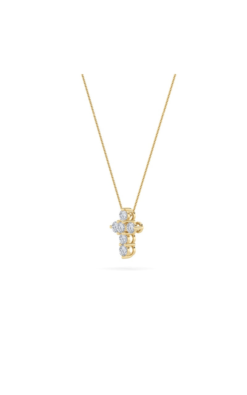 1.5Cttw Round Shaped Lab Grown Diamond (F/VS) Cross Pendant in 14K Gold