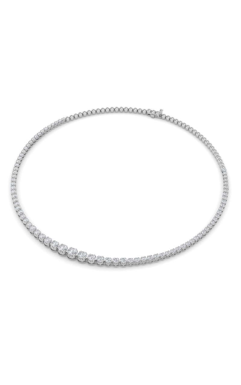 10Cttw Round Shaped Lab Grown Diamond (F/VS) Graduating Half  Riviera Necklace in 14K Gold