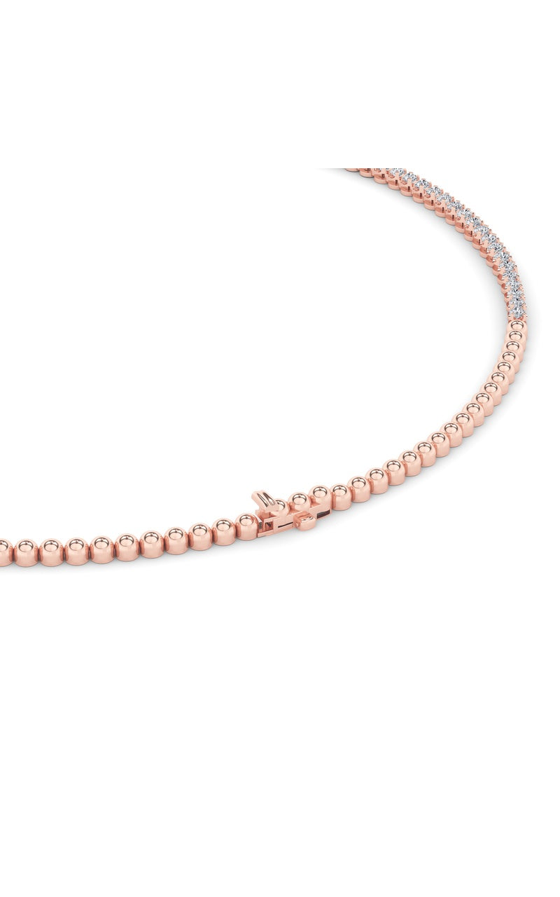 10Cttw Round Shaped Lab Grown Diamond (F/VS) Graduating Half  Riviera Necklace in 14K Gold