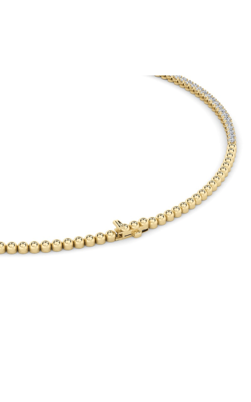15CTW Round Shaped Lab Grown Diamond (F/VS) Graduating Half Riviera Necklace in 14K Gold